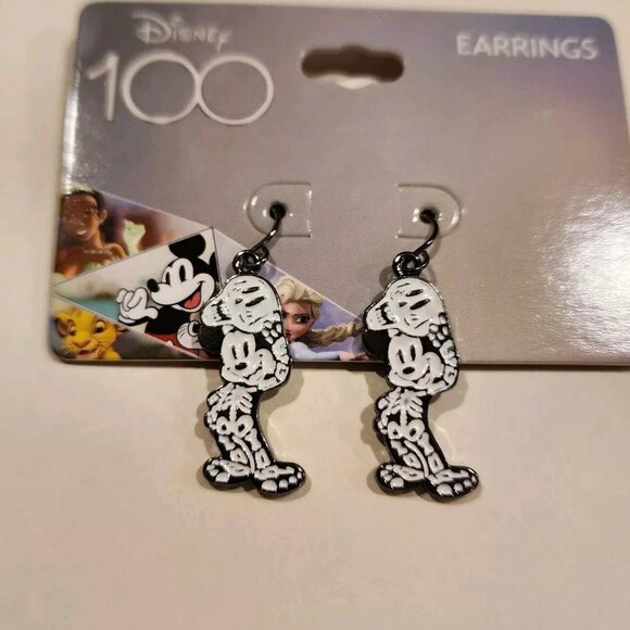 Disney Jewelry - Disney 100 Mickey Mouse Skeleton Costume Figural Earrings Halloween NEW